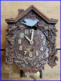 Lot of 5 Vintage LUX Waterbury Novelty Cuckoo Clocks Syroco Wood AS IS UNTESTED