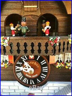 Lotscher Day Musical Cuckoo Clock Swiss Made # 978 Hand Made Art