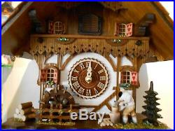New Original Black Forest Cuckoo Clock House with Music & Wood-Cutter Incl Batt