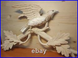 New Solid Wood Cuckoo Clock Topper Bird With Oak Leaves