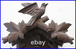 Nice Antique German 8 Day Black Forest Henry Coehler Working Carved Cuckoo Clock