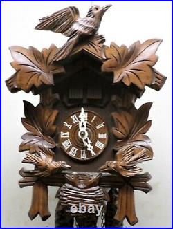 Nice German Black Forest Albert Schwab Animated Birds Nest Musical Cuckoo Clock