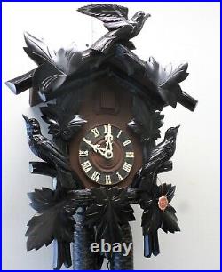 Nice Large German 8 Day Unusual 3 Bird Deeply Carved Black Forest Cuckoo Clock