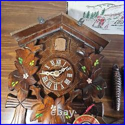 Original German Cuckoo Clock Handpainted Carved-Style 34cm by Anton Schneider