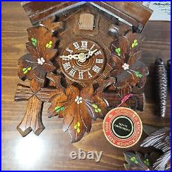 Original German Cuckoo Clock Handpainted Carved-Style 34cm by Anton Schneider