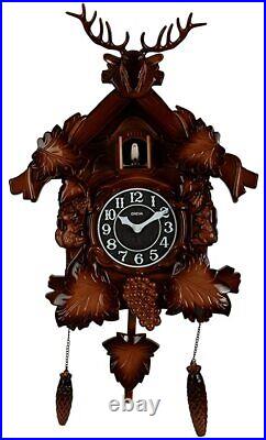 Plastic Pendulum Wall Clock with Cuckoo (36 cm x 12 cm x 40 cm, Brown)