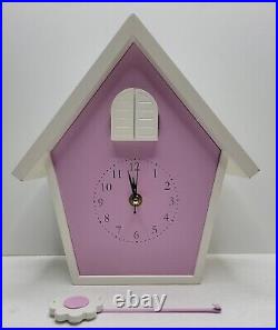 Pottery Barn Kids Pink Cuckoo Birdhouse Clock. New Movement