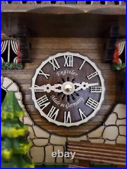Quartz Cuckoo Clock Black Forest House with Moving Train with Music EN 48110 QMT