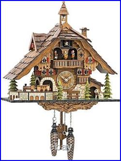 Quartz Cuckoo Clock Black Forest House with Moving Train with Music EN 48110 QMT