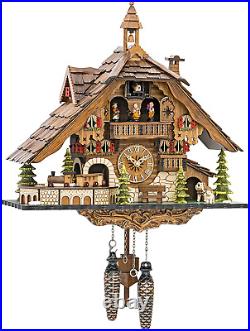 Quartz Cuckoo Clock Black Forest House with Moving Train, with Music EN 48110 QM