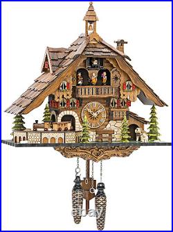 Quartz Cuckoo Clock Black Forest House with Moving Train, with Music EN 48110 QM