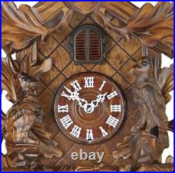 RARE Beautiful German Cuckoo Clock Handcrafted Wood Hunting Clock Deer Decor