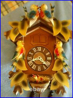 RARE Vintage German Black Forest Whimsical Birds Cuckoo Clock Mech/Elec Musical
