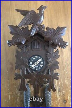 REDUCED- Classic Black Forest Cuckoo Clock- German-Runs Great-Video