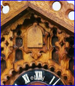 Rare Antique Carved 8 Day Black Forest 2 Train Single Fusee Cuckoo Bracket Clock