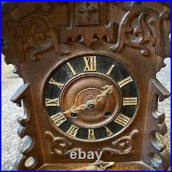 Rare Bracket Mantle Spring Driven Well Carved Cuckoo Clock
