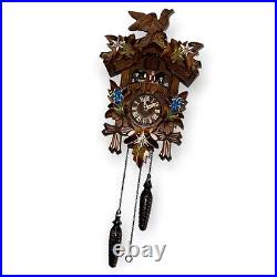 Rare Colorful Vtg Musical Cuckoo Bird Clock Made In Germany Black Forest Wood