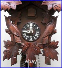 Rare German 3 Bird Cherry Mahogany Black Forest Cuckoo Clock In Original Box
