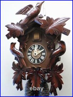 Rare German 8 Day Black Forest Unusual 3 Bird Working Hand Carved Cuckoo Clock