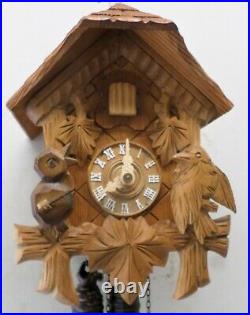 Rare German Black Forest Wood Mountain Chalet Cabin Conductor Bird Cuckoo Clock