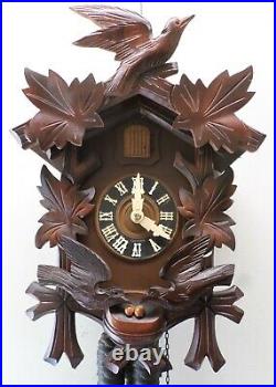 Rare Old Working German Black Forest Carved Nesting Birds And Eggs Cuckoo Clock