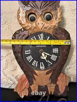 Rare Tokyo Japan owl cuckoo clock Kyowa mfg co. Moving eyes