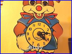 Rare Vintage Helmut Kammerer German Child Clock Rabbit Bunny Moving Eyes/Works
