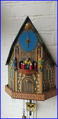 Rare musical Trumpeter Automaton Shelf Cuckoo Clock Nuremberg Church Of Our Lady