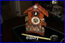 Roman Inc 14 Wood Carved Christmas Cuckoo Clock Nativity #37484