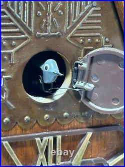Soviet wooden wall watch Cuckoo, vintage alarm wall watch with bird, original