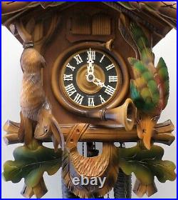 Stunning German Black Forest Hunter Deer Swiss Music Large Wood Cuckoo Clock