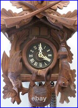 Stunning Large German Black Forest Hunter Deer Swiss Music Wood Cuckoo Clock