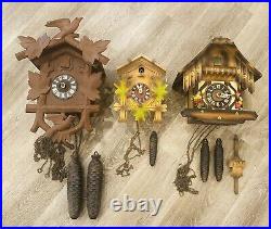 THREE Vintage Cuckoo Clocks Hubert Herr Germany