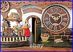 Trenkle Quartz Cuckoo Clock Black Forest House with Moving Waitress and Turning
