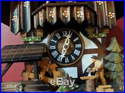 UNIQUE Vintage Regula CUCKOO CLOCK Waterwheel Dancing Axe Wood Chopper