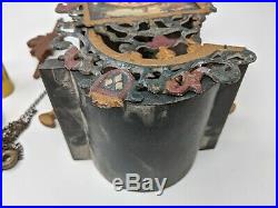 VINTAGE CUCKOO CLOCK antique mermaid merman metal wood for parts or repair NICE
