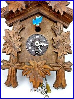VINTAGE Carved Wood Birds Black Forest Small Cuckoo Clock Not Complete Untested