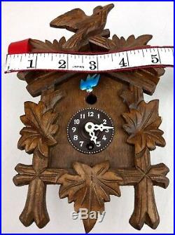 VINTAGE Carved Wood Birds Black Forest Small Cuckoo Clock Not Complete Untested