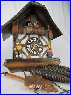 VINTAGE cuckoo clock GERMANY Black Forest 1970's Lara's Edelweiss chalet DANCERS