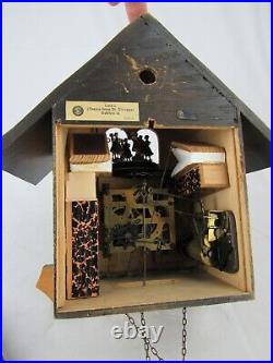 VINTAGE cuckoo clock GERMANY Black Forest 1970's Lara's Edelweiss chalet DANCERS
