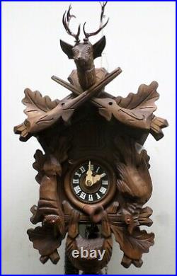 Very Nice German Bavarian Hunter Deer Bachmaier & Klemmer Carved Cuckoo Clock