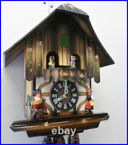 Very Nice German Black Forest Music Dancers Mountain Chalet Wood Cuckoo Clock
