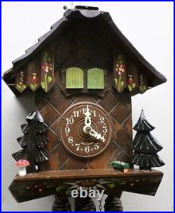 Very Nice German Black Forest Musical Edelweiss Mountain Chalet Cuckoo Clock