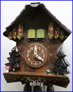Very Nice German Black Forest Musical Edelweiss Mountain Chalet Cuckoo Clock