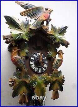 Very Nice Rare Antique German Black Forest Euramca Unusual 3 Bird Cuckoo Clock