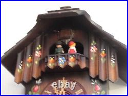 Vintage 1996 Schneider Cuckoo Clock German Brown Painted Flowers Chime