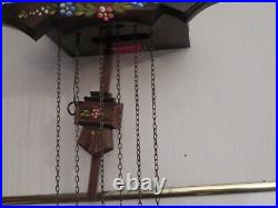 Vintage 1996 Schneider Cuckoo Clock German Brown Painted Flowers Chime