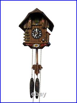 Vintage 30 Hr Swiss Chalet Cuckoo Clock Hubert Herr Hand Painted Restored Works