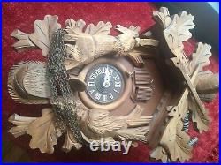 Vintage 3 weights deer head Wood Cuckoo Clock Germany Just Serviced run perfect