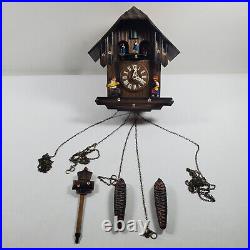 Vintage Black Forest Edelweiss Swiss Musical Cuckoo Clock For Parts or Repair